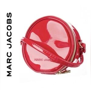 Marc Jacobs Mini Red Patent Leather Crossbody Round 4" Circle Canteen Bag. NWT.